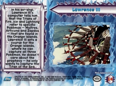 14 Lawrence 3 Topps Pokémon The Movie 2000 back