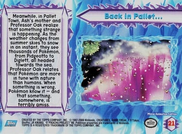 21 Back In Pallet... Topps Pokémon The Movie 2000 back