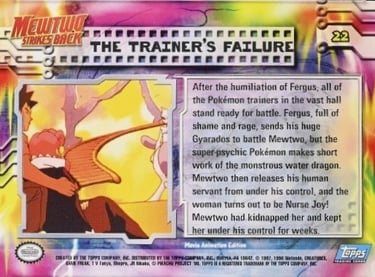 22 The Trainer's Failure Topps Pokémon The First Movie back