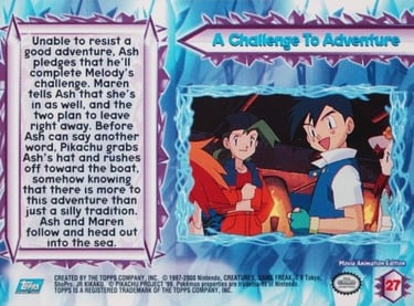 27 A Challange To Adventure Topps Pokémon The Movie 2000 back