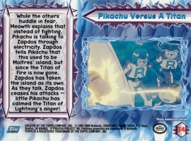 34 Pikachu Versus A Titan Topps Pokémon The Movie 2000 back