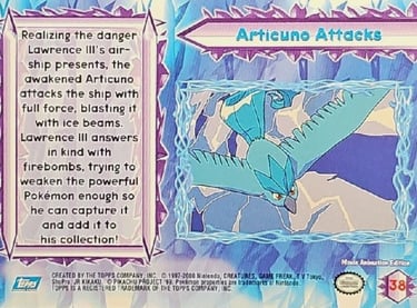 38 Articuno Attacks Topps Pokémon The Movie 2000 back