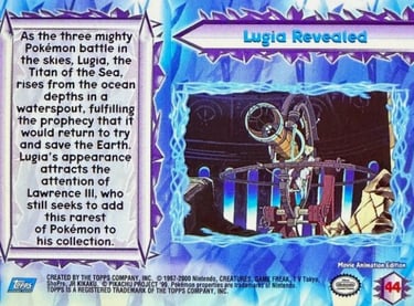 44 Lugia Revealed Topps Pokémon The Movie 2000 back