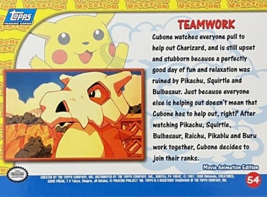 54 Teamwork Topps Pokémon The First Movie back