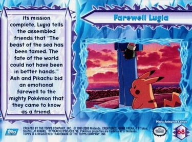 68 Farewell Lugia Topps Pokémon The Movie 2000 back