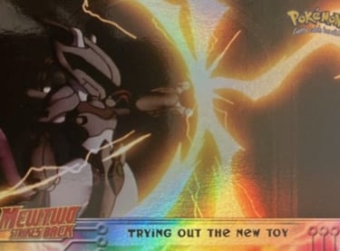 7 Trying Out The New Toy Topps Pokémon The First Movie rainbow foil