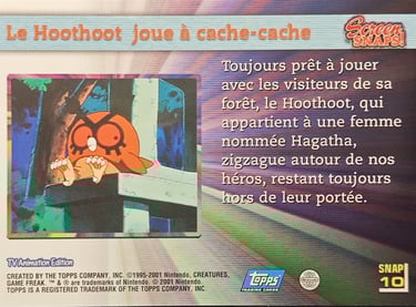 Snaps10 Le hoothoot joue à chache-cache topps série 3 Jotho