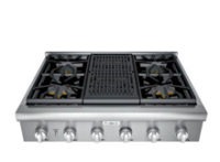 The double-deck commercial pizza oven sits in a tiled kitchen, featuring a stainless steel exterior. It has trays and shelves