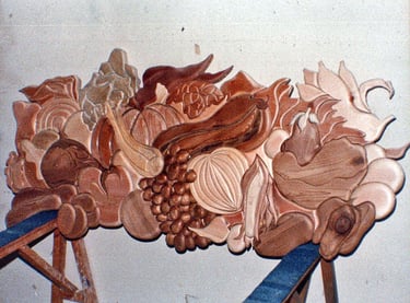 mosaic style wood sculpture