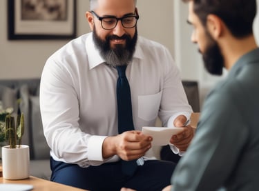 Three pieces of paper arranged vertically feature the words 'dialectical', 'behaviour', and 'therapy'. The background is a plain light gray.