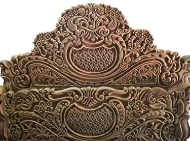 Rustic Teak Wood Bed with Natural Wood Finish