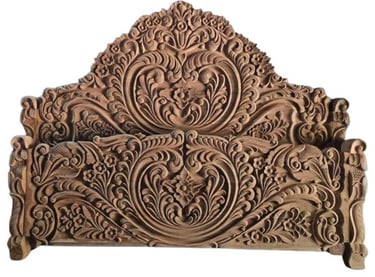 Rustic Teak Wood Bed with Natural Wood Finish