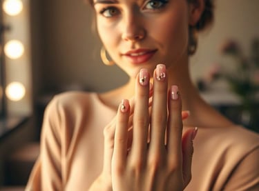 Unhas decoradas rosa com dourado