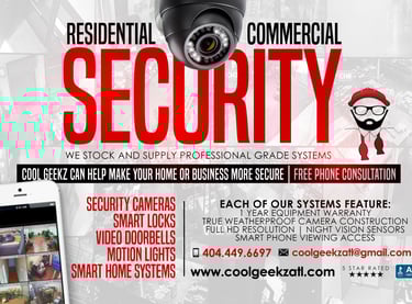 security and cctv sales flyer advertising to residential and small business customers in Atlanta