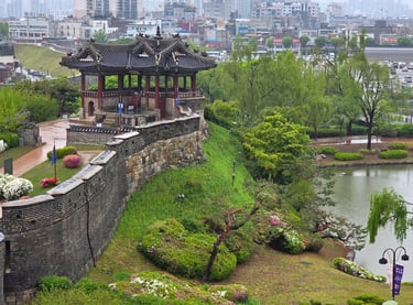 Wall and pavilion view
