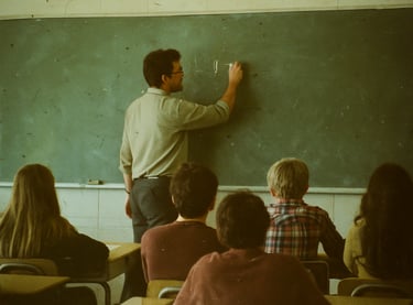 le professeur écrit au tableau pour la journée mondiale des enseignants.