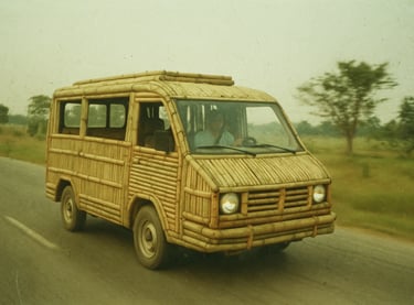 Voiture en bambou pour la Journée internationale du bambou.