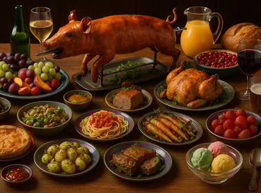 table bien garnie pour la journée mondiale de l'alimentation