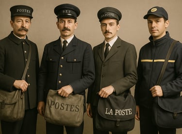 Uniformes des postiers français au fil des années - illustration journée mondiale de la poste
