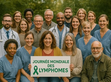 Photo de groupe pour la journée mondiale des lymphomes.