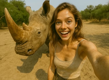 Selfie avec un rhinocéros pour la journée mondiale du rhinocéros.