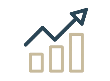 Mätbara och långsiktiga hälsoresultat – Revaliis datadiagram-ikon i premium minimalistisk stil.