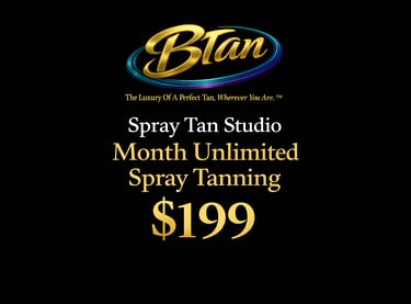 BTan, LLC unlimited monthly spray tanning studio ad promoting custom Norvell tanning in Lexington KY