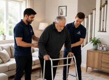 Home physiotherapy support in a cozy living room