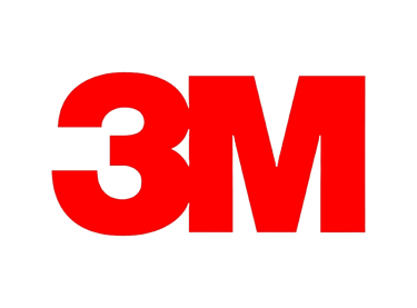 a red and white 3m logo with the word 3m