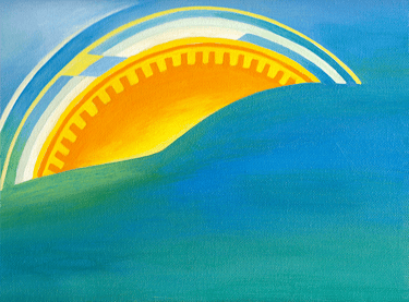 Visionary healing art dreamscape acrylic painting, titled, Ascension Timelines
