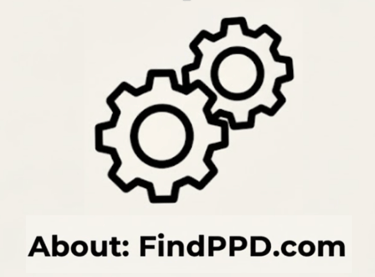 cogs with About: FindPPD.com text below it