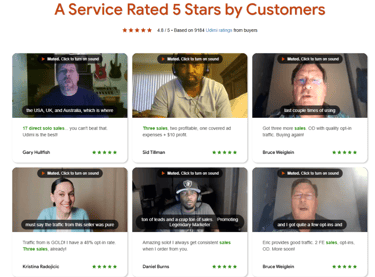 a group of people are shown on a website with a text saying a service rated 5 starts by customers