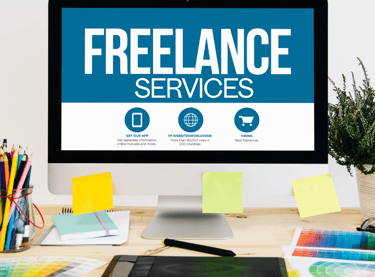 a desktop computer monitor screen displaying a freelance