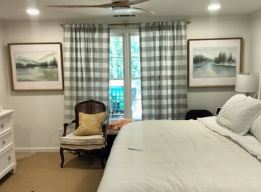 Professional curtain and drape installation service in a Lawrenceville, GA home