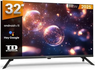TD Systems - Smart TV 32 Pulgadas HDR sin Marcos, Android 11, Google Assistant, Control por Voz