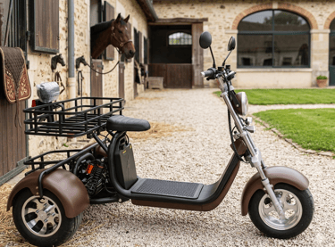 scooter électrique jockey 3Roues.com dans un haras