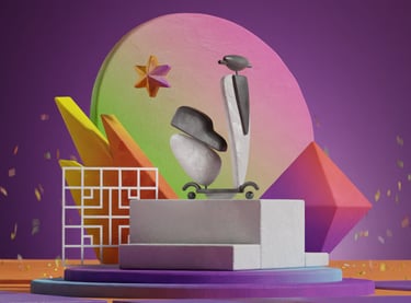 scooter in an abstract composition