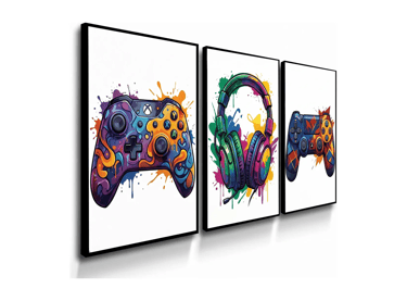 Kit 3 quadros gamer decorativos