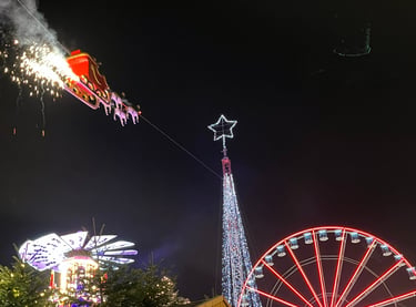 Santa flying in Karlsruhe