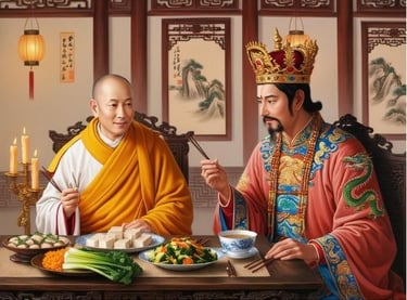 vua Trần Nhân Tông hứa gả Huyền Trân cho Chế Mân.