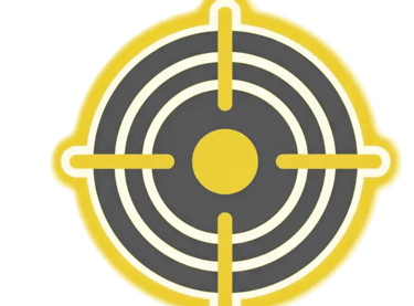 a yellow and gray target mark
