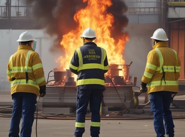 Display of various fire prevention and safety equipment in a store.
