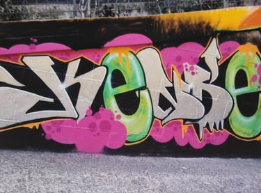 Street graffiti tag and piece — European urban writing culture Kende art