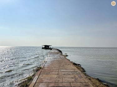 Bhairav temple standing alone on an island in Sambhar Salt Lake.