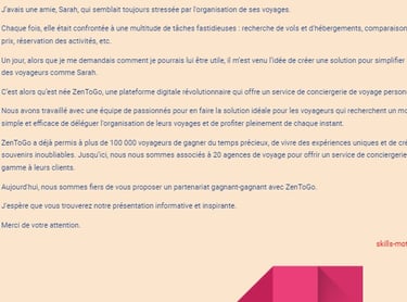 Exemple de pitch de présentation d'entreprise