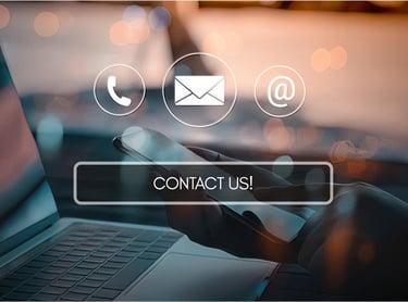 Laptop and smartphone with phone, email, and message icons encouraging clients to contact The Assessing Co.