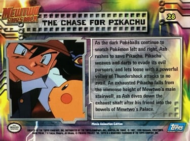 28 The Chase For Pikachu Topps Pokémon The First Movie back