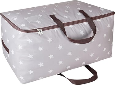 a large grey and white bag with stars on it