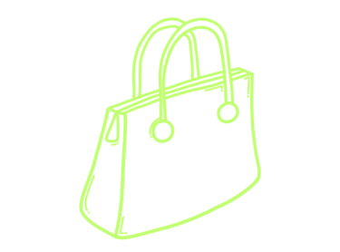 a handbag with a handbag in neon green