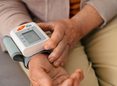  An elderly man keeping tabs on his well-being with the assistance of home care